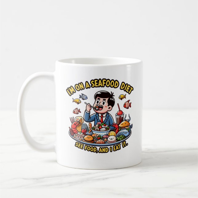 "Seafood Feast – See Food, Eat Food" Coffee Mug (Left)
