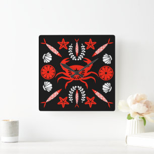 Seafood Foodie Gifts Square Wall Clock