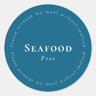 Seafood-Free Request Sticker, Navy - White Classic Round Sticker
