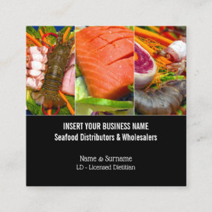 Seafood fresh collage sea fish food square business card