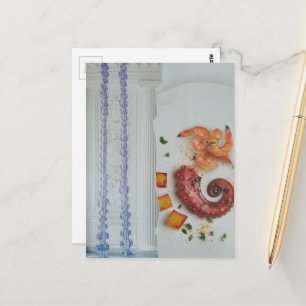 Seafood in a room surreal collage postcard