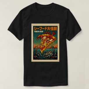 Seafood Kaiju Pizza Monster Ocean City Vintage Art T-Shirt
