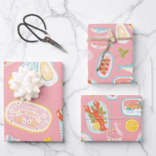 Seafood lobster sardines oysters fish wrapping paper sheet