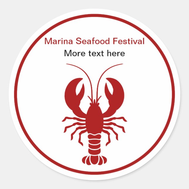 Seafood Lobster Theme Promotional Classic Round Sticker (Front)