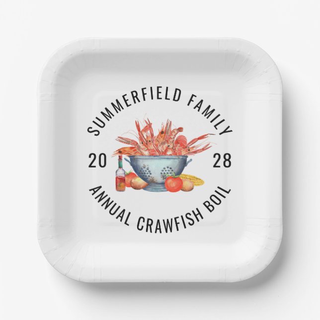 Seafood Matching Family Crawfish Boil Party Paper Plate (Front)