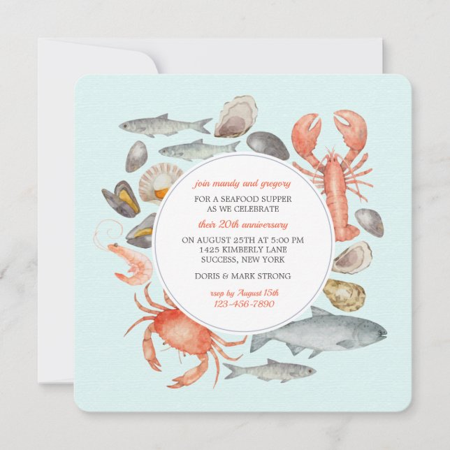 Seafood Medley Invitation (Front)