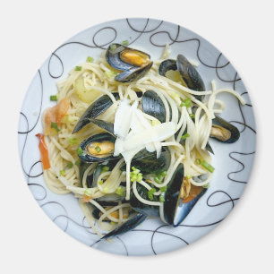 Seafood Mussels Pasta Noodles Refrigerator Magnet