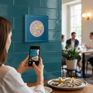 Seafood Oyster Platter Lemon Design Tile