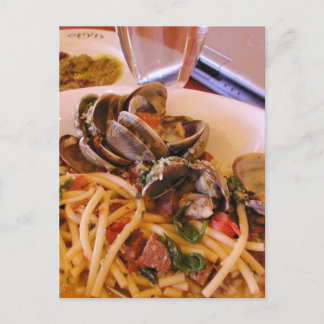 Seafood Pasta Clams Food Postcard