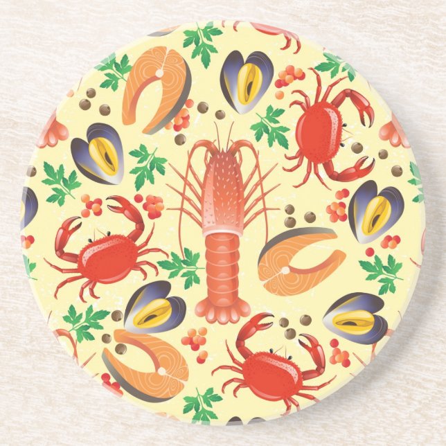 Seafood Pattern Coaster (Front)