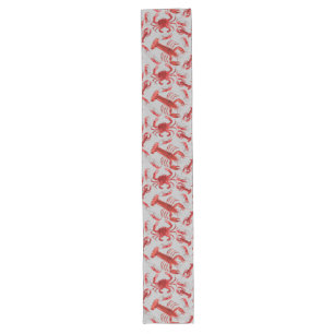 Seafood Pattern Crawfish Lobster Rustic Grey  Long Table Runner