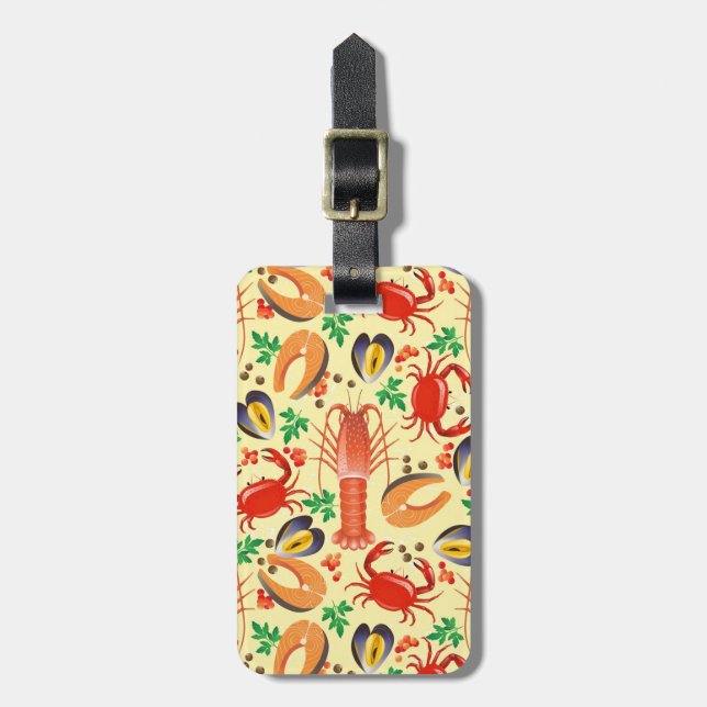 Seafood Pattern Luggage Tag (Front Vertical)