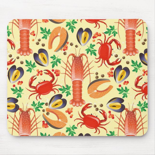 Seafood Pattern Mouse Mat (Front)