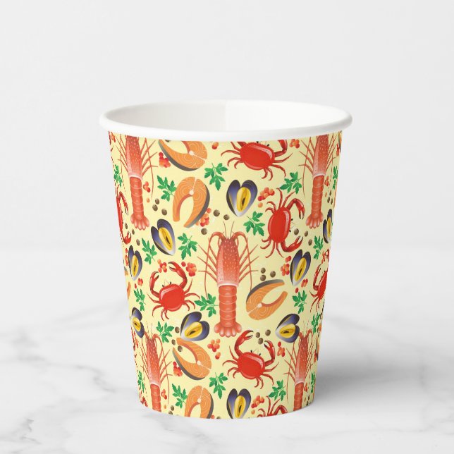 Seafood Pattern Paper Cups (Left)