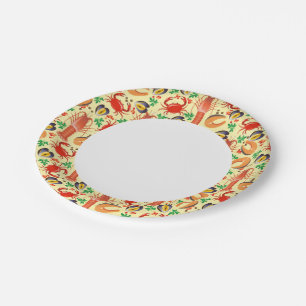 Seafood Pattern Paper Plate