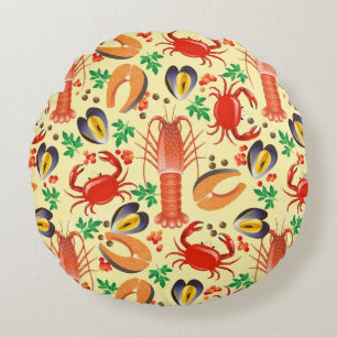 Seafood Pattern Round Cushion