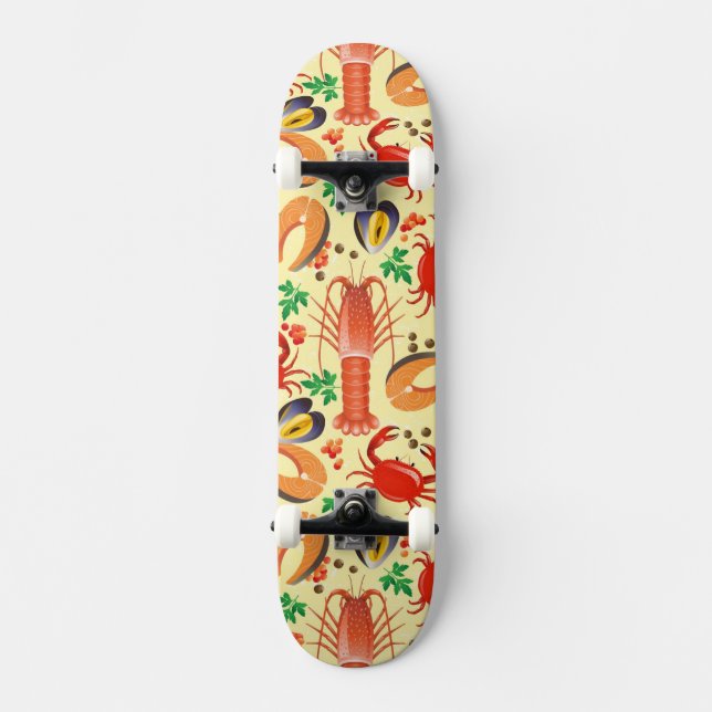 Seafood Pattern Skateboard (Front)
