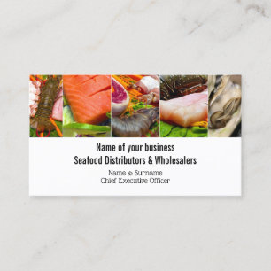 Seafood photo collage fresh fish business business card