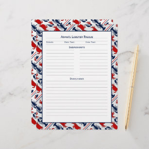 Seafood Recipe Pages Lobster Crab Design