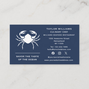 Seafood Restaurant Cool Crab Chef Caterer Catering Business Card