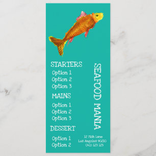 Seafood restaurant fish dinner menu