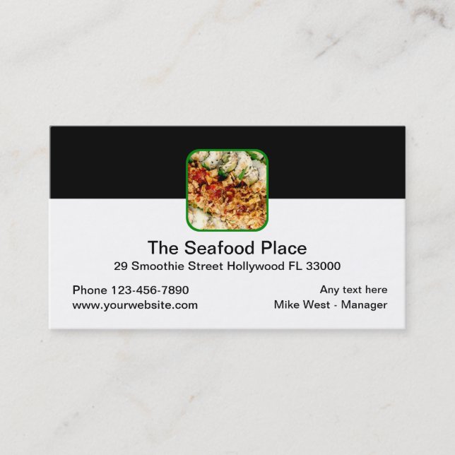 Seafood Restaurant Modern Design Business Card (Front)