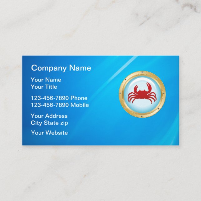 Seafood Restaurant Nautical Business Card (Front)