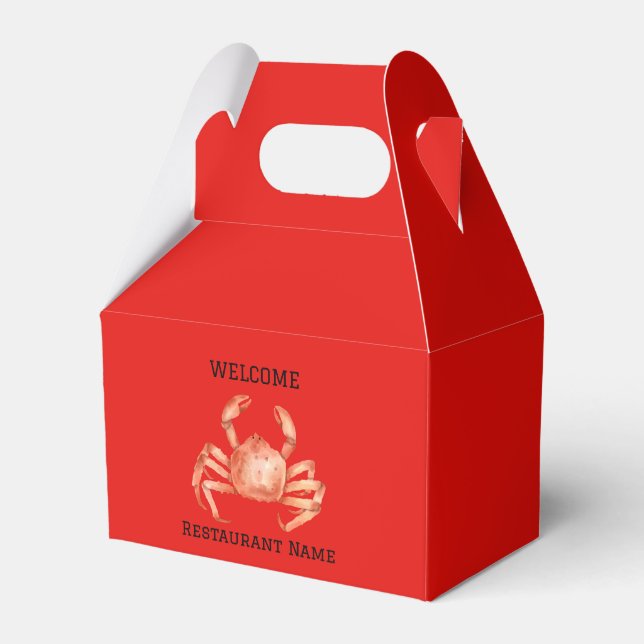 Seafood restaurant welcome red Crab Personalise Favour Box (Front Side)