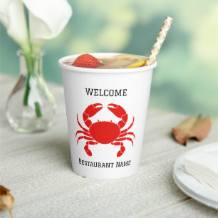 Seafood restaurant welcome red Crab Personalise na Paper Cups