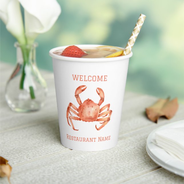 Seafood restaurant welcome red Crab Personalise Paper Cups (Insitu)