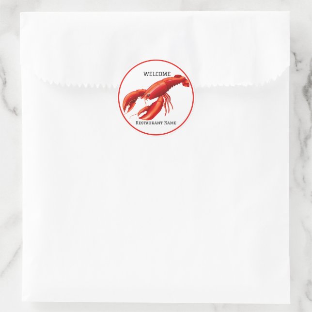 Seafood restaurant welcome red lobster Personalise Classic Round Sticker (Bag)