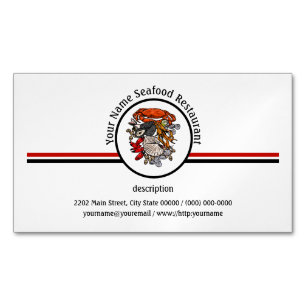 Seafood Shellfish Crab Restaurant Logo Custom Magnetic Business Card