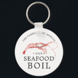 Seafood / Shrimp Boil | Themed Party Key Ring<br><div class="desc">Personalised shrimp themed keychain gifts for your next Shrimp Boil party or seafood event.  It features a watercolor styled illustration of a pink shrimp. Surrounding this are spots for your unique event info.</div>