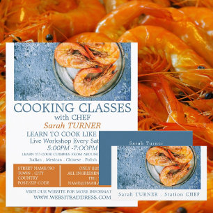 Seafood Shrimp, Chef, Cooking Business Card
