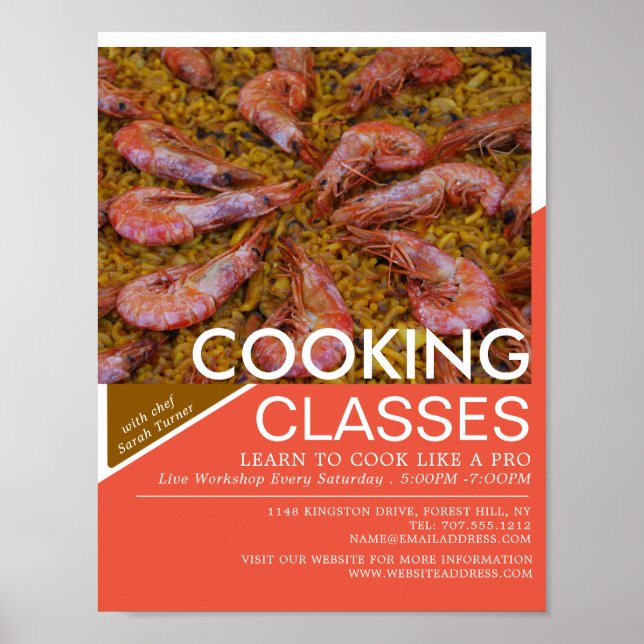 Seafood Shrimp, Cooking Classes Advertising Poster (Front)