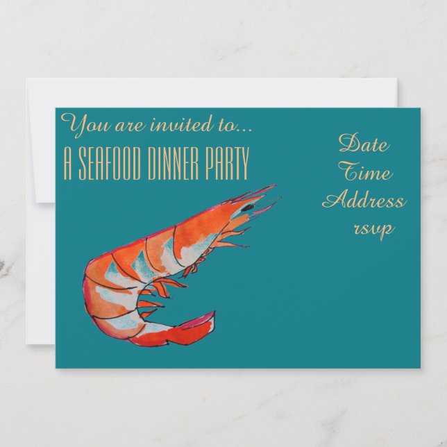Seafood shrimp prawn BBQ dinner party Invitation (Front)
