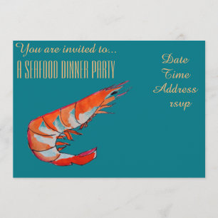 Seafood shrimp prawn BBQ dinner party Invitation
