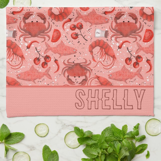 Seafood spectacular tea towel (Folded)