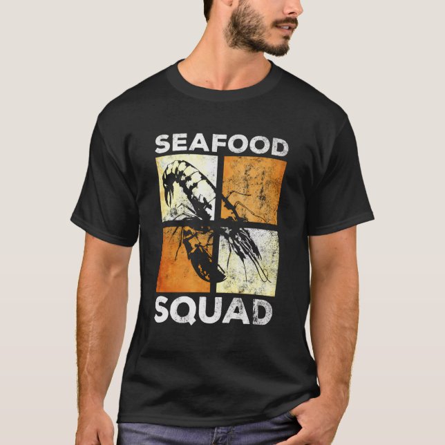 Seafood Squad Stylish Lobster Eating Hobby Chef T-Shirt (Front)