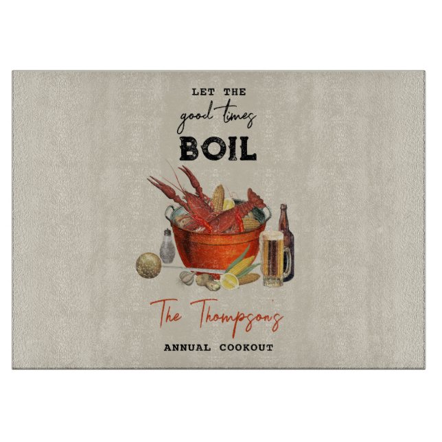 Seafood Summer Annual Crawfish Boil Party Cutting Board (Front)