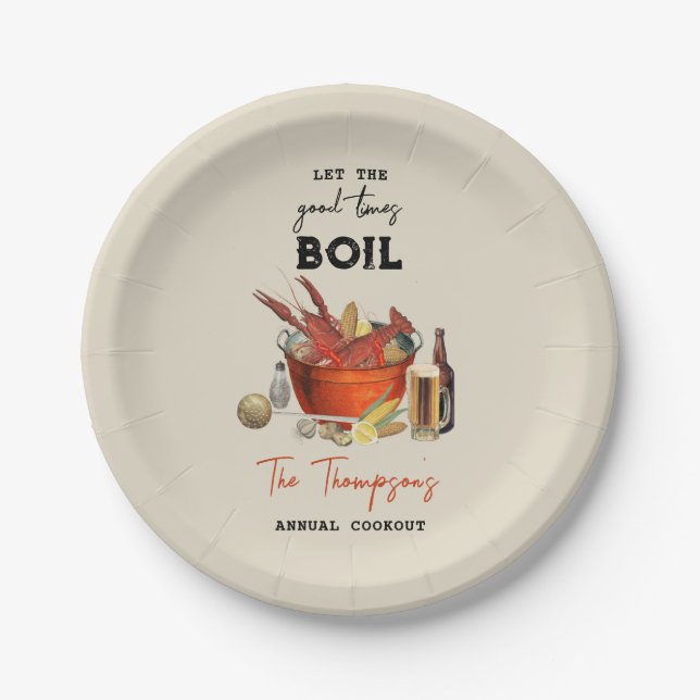 Seafood Summer Annual Crawfish Boil Party Paper Plate (Front)