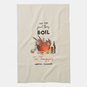 Seafood Summer Annual Crawfish Boil Party Tea Towel