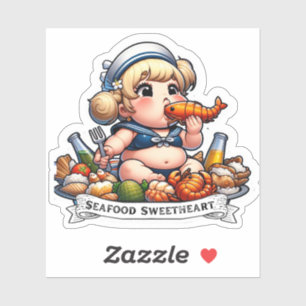 Seafood Sweetheart Sticker - cute sailor - retro -