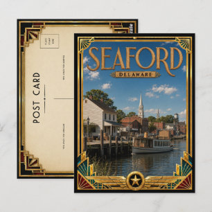 Seaford Delaware Vintage Art Deco Golden Age Postcard