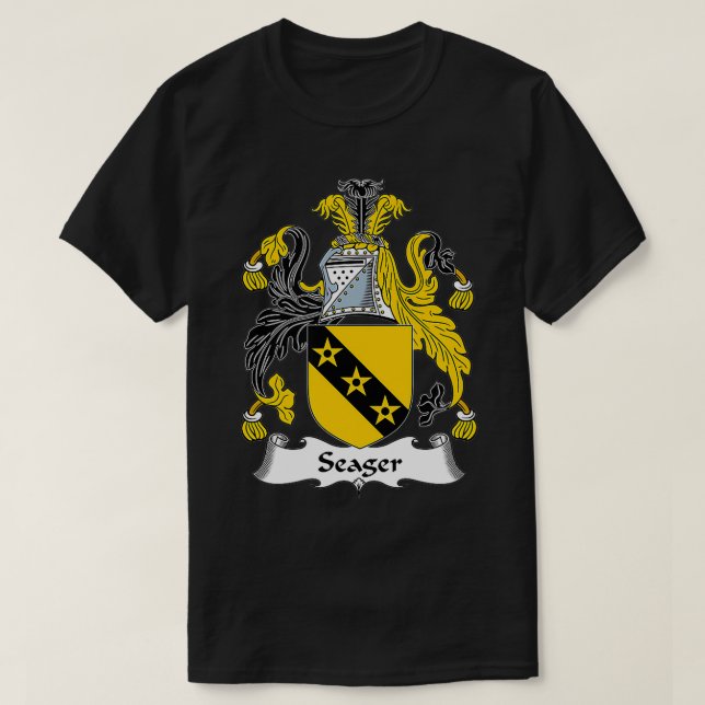 Seager Coat of Arms Family Crest  T-Shirt (Design Front)