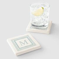 Seaglass and white  square border monogram
