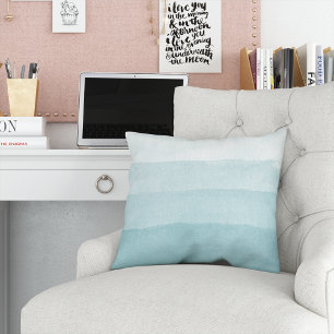 Seaglass Aqua Watercolor Gradient Colorblock Cushion