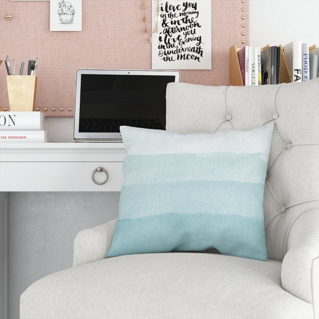Seaglass Aqua Watercolor Gradient Colorblock Cushion (Creator Uploaded)