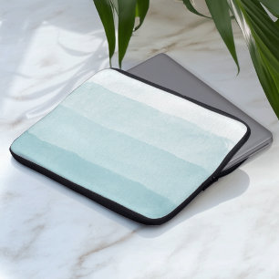 Seaglass Aqua Watercolor Gradient Colorblock Laptop Sleeve