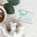 Seaglass Geode | Personalized Business Card Holder<br><div class="desc">Elegant business card holder features your name and/or business name in the lower right corner,  accented by a thin white frame border and geode agate slice illustrations in ethereal seaglass green watercolor. Matching business cards and accessories also available.</div>